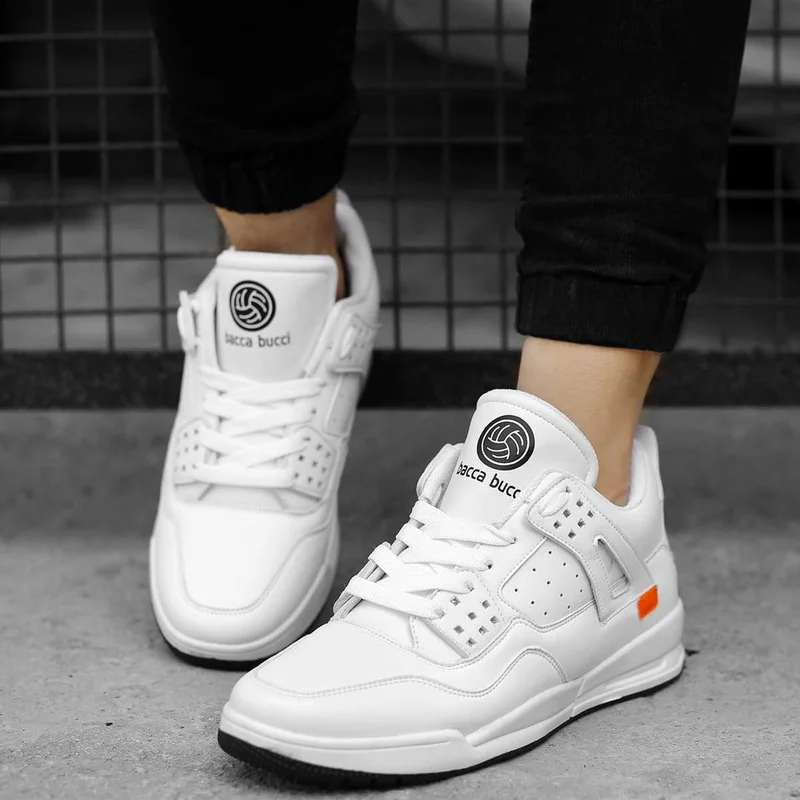 Bacca Bucci White Ultraforce Mid-Top Retro Fashion Athletic Sneakers for Men | Best Price UAE